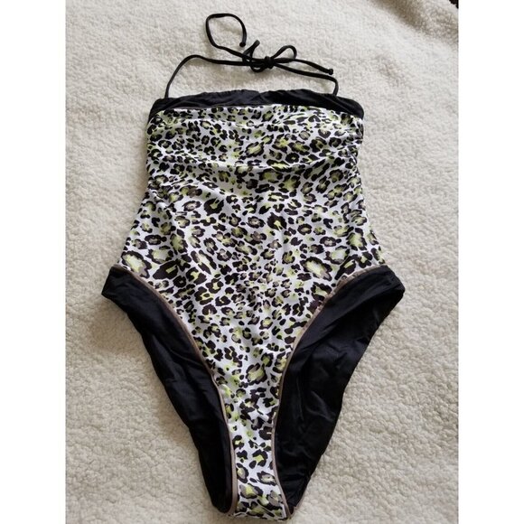 SOLUNA SWIM Into The Wild Bandeau One-Piece Swimsuit NEON LEOPARD Size Small (S) - Picture 6 of 15
